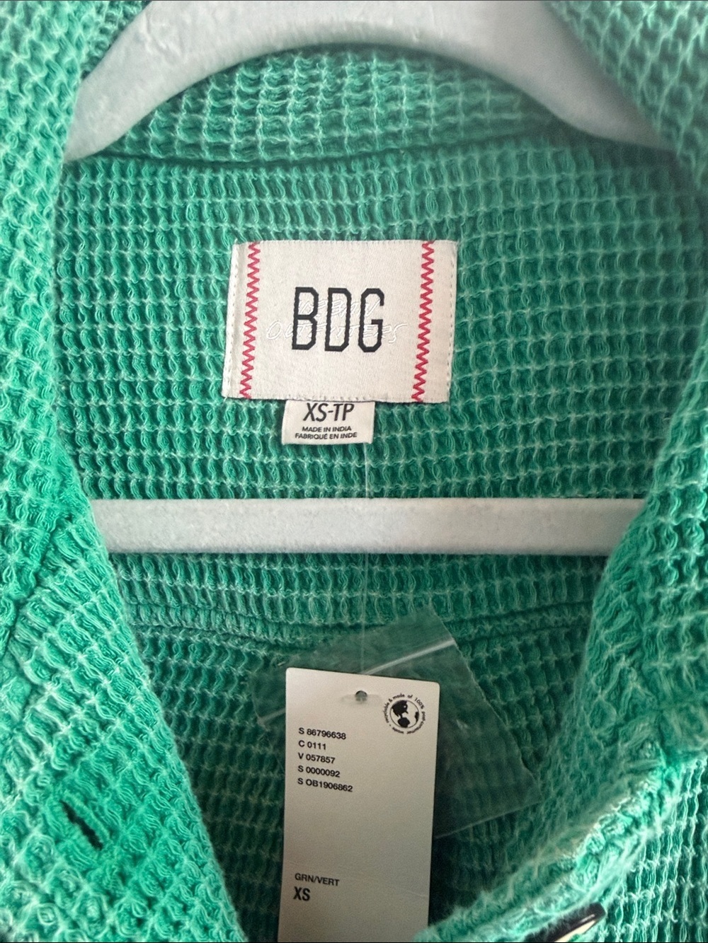 BDG Emerald Green BDG Jersey Chore Waffle Shirt Size XS NWT - Picture 6 of 8